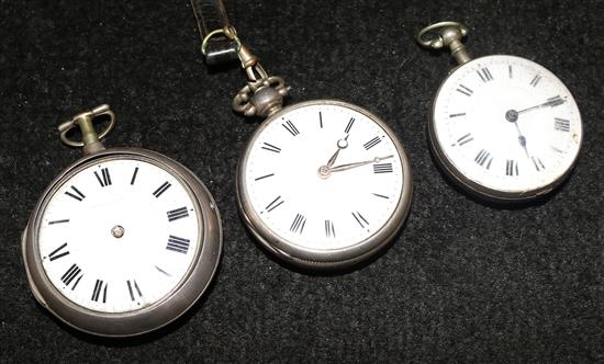 Three  19th century silver pocket watches